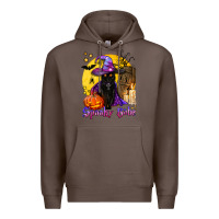 Coffee spooky babe black witch cat Premium Hoodie - BundleAndBundleShop