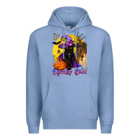 Colony Blue spooky babe black witch cat Premium Hoodie - BundleAndBundleShop
