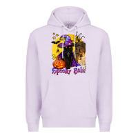 Lilac spooky babe black witch cat Premium Hoodie - BundleAndBundleShop
