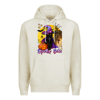 Oatmeal Heather spooky babe black witch cat Premium Hoodie - BundleAndBundleShop