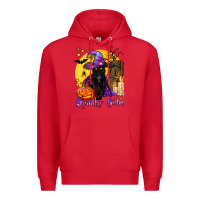 Red spooky babe black witch cat Premium Hoodie - BundleAndBundleShop