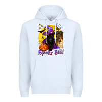 White spooky babe black witch cat Premium Hoodie - BundleAndBundleShop