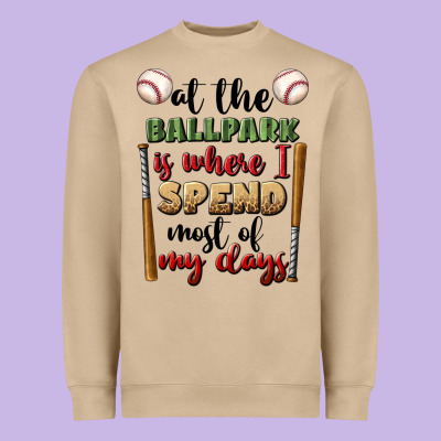 At The Ballpark Is Where I Spend Most My Days Heavyweight Sweatshirt Designed By Bundleandbundleshop