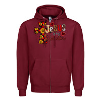 Burgundy Jesus is My Valentine Cross Zipper Hoodie - CowhideDigitalArt