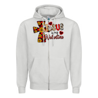 Dove Grey Jesus is My Valentine Cross Zipper Hoodie - CowhideDigitalArt