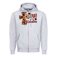Heather Grey Jesus is My Valentine Cross Zipper Hoodie - CowhideDigitalArt