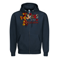 Navy Jesus is My Valentine Cross Zipper Hoodie - CowhideDigitalArt