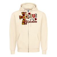 Sandshell Jesus is My Valentine Cross Zipper Hoodie - CowhideDigitalArt