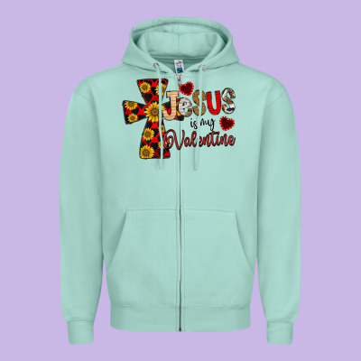 Jesus Is My Valentine Cross Zipper Hoodie Designed By Cowhidedigitalart