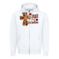 White Jesus is My Valentine Cross Zipper Hoodie - CowhideDigitalArt