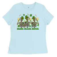 Baby Blue st. patrick's day skeletons drink drank drunk Ladies Tee - Artiststas