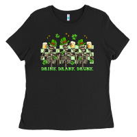 St. Patrick's Day Skeletons Drink Drank Drunk Ladies Tee | Teevron