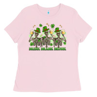 Bubblegum Pink st. patrick's day skeletons drink drank drunk Ladies Tee - Artiststas