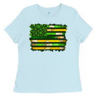 Baby Blue st patrick's day american flag Ladies Tee - Artiststas