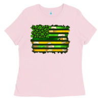 Bubblegum Pink st patrick's day american flag Ladies Tee - Artiststas