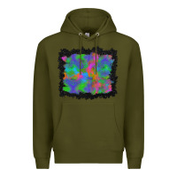 Army Green halloween neon leopard background Premium Hoodie - BundleAndBundleShop