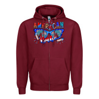Burgundy American babe Zipper Hoodie - CowhideDigitalArt