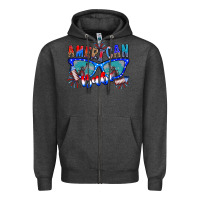 Charcoal Heather American babe Zipper Hoodie - CowhideDigitalArt