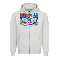 Dove Grey American babe Zipper Hoodie - CowhideDigitalArt