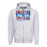 Heather Grey American babe Zipper Hoodie - CowhideDigitalArt