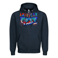 Navy American babe Zipper Hoodie - CowhideDigitalArt