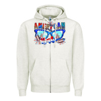 Oatmeal Heather American babe Zipper Hoodie - CowhideDigitalArt