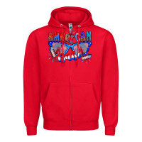 Red American babe Zipper Hoodie - CowhideDigitalArt