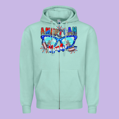 American Babe Zipper Hoodie Designed By Cowhidedigitalart