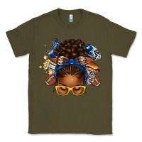 Army Green blue and gold american football afro messy bun Classic Tee - texasbilliewilder