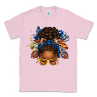 Bubblegum Pink blue and gold american football afro messy bun Classic Tee - texasbilliewilder