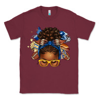 Burgundy blue and gold american football afro messy bun Classic Tee - texasbilliewilder
