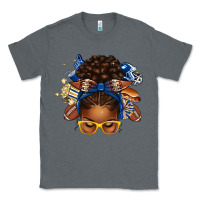Charcoal Heather blue and gold american football afro messy bun Classic Tee - texasbilliewilder