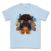 Dusty Blue blue and gold american football afro messy bun Classic Tee - texasbilliewilder