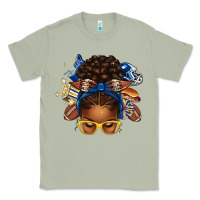 Matcha blue and gold american football afro messy bun Classic Tee - texasbilliewilder