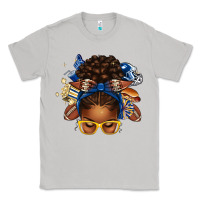 Moon Dust blue and gold american football afro messy bun Classic Tee - texasbilliewilder