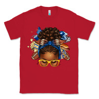 Red blue and gold american football afro messy bun Classic Tee - texasbilliewilder