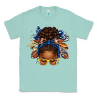 Seafoam blue and gold american football afro messy bun Classic Tee - texasbilliewilder