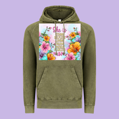She Is Mom With Flowers Vintage Hoodie Designed By Tumblerdesignbyshophia