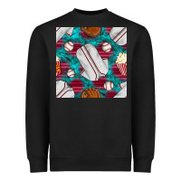 Black baseball  uniform with turquoise gemstone seamless pattern Heavyweight Sweatshirt - BundleAndBundleShop