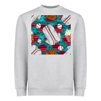 Heather Grey baseball  uniform with turquoise gemstone seamless pattern Heavyweight Sweatshirt - BundleAndBundleShop