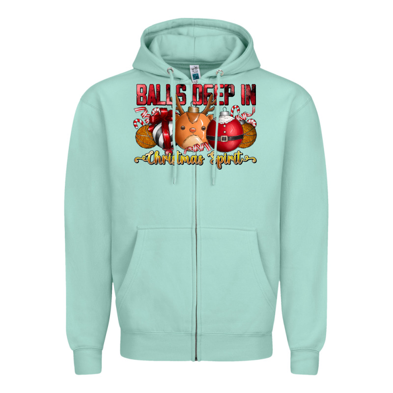 Balls Deep In Christmas Spirit Zipper Hoodie by CowhideDigitalArt | Teevron