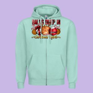 Balls Deep In Christmas Spirit Zipper Hoodie Designed By Cowhidedigitalart
