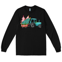 Black christmas tree tractor Long Sleeve Tee - CowGirlArtShop
