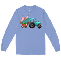 Colony Blue christmas tree tractor Long Sleeve Tee - CowGirlArtShop