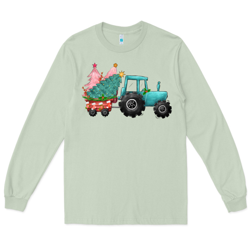 Christmas Tree Tractor Long Sleeve Tee by CowGirlArtShop | Teevron