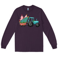 Plum christmas tree tractor Long Sleeve Tee - CowGirlArtShop