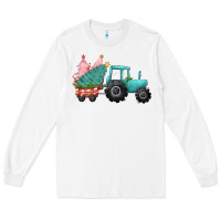 White christmas tree tractor Long Sleeve Tee - CowGirlArtShop