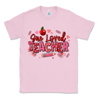 Bubblegum Pink one loved teacher afro messy bun Classic Tee - texasbilliewilder