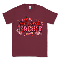Burgundy one loved teacher afro messy bun Classic Tee - texasbilliewilder