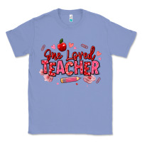 Colony Blue one loved teacher afro messy bun Classic Tee - texasbilliewilder